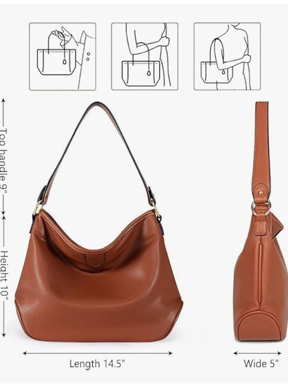 Montana West Brown Pebbled Leather Hobo Bag nwt